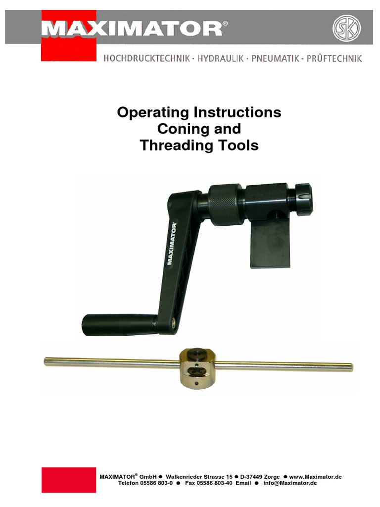 Operating Instructions for Coning Tools | PDF | Screw | Bearing ...