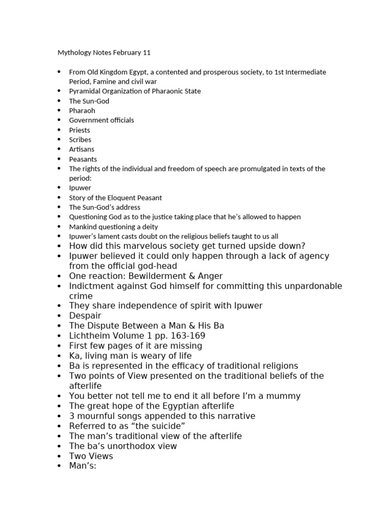 Mythology Notes February 11 | PDF