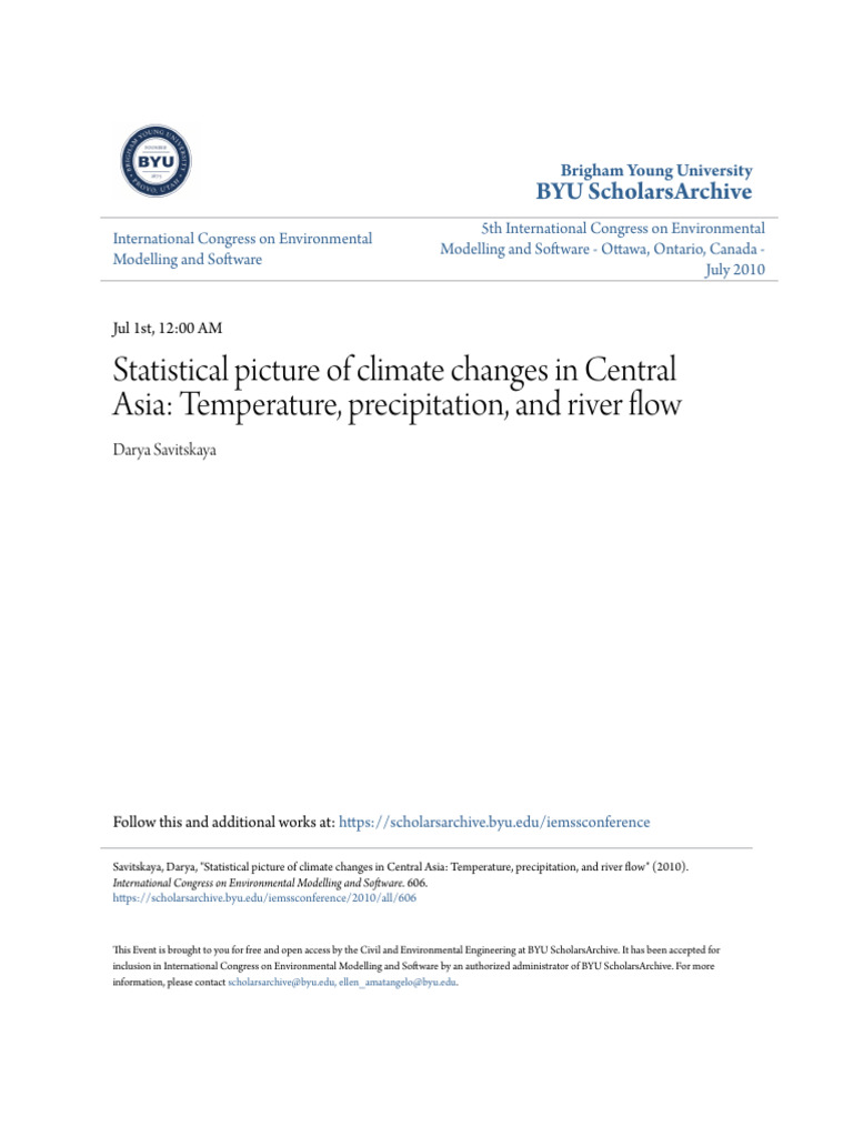 Climate Change in Central Asia: Trends | PDF | Precipitation | Water