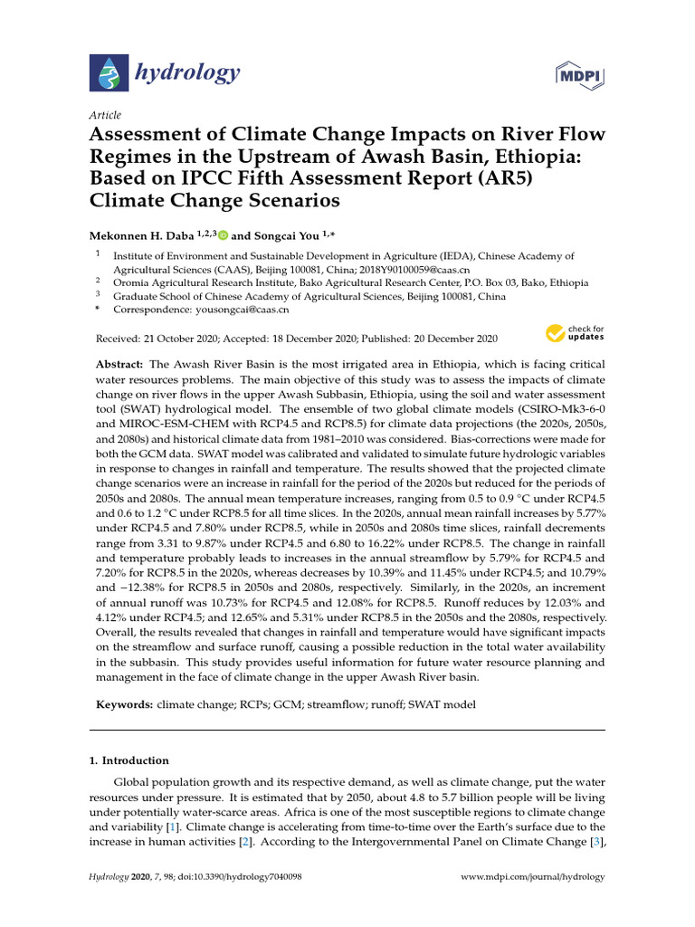 Climate Change Effects on Awash River Flow | PDF | General Circulation ...