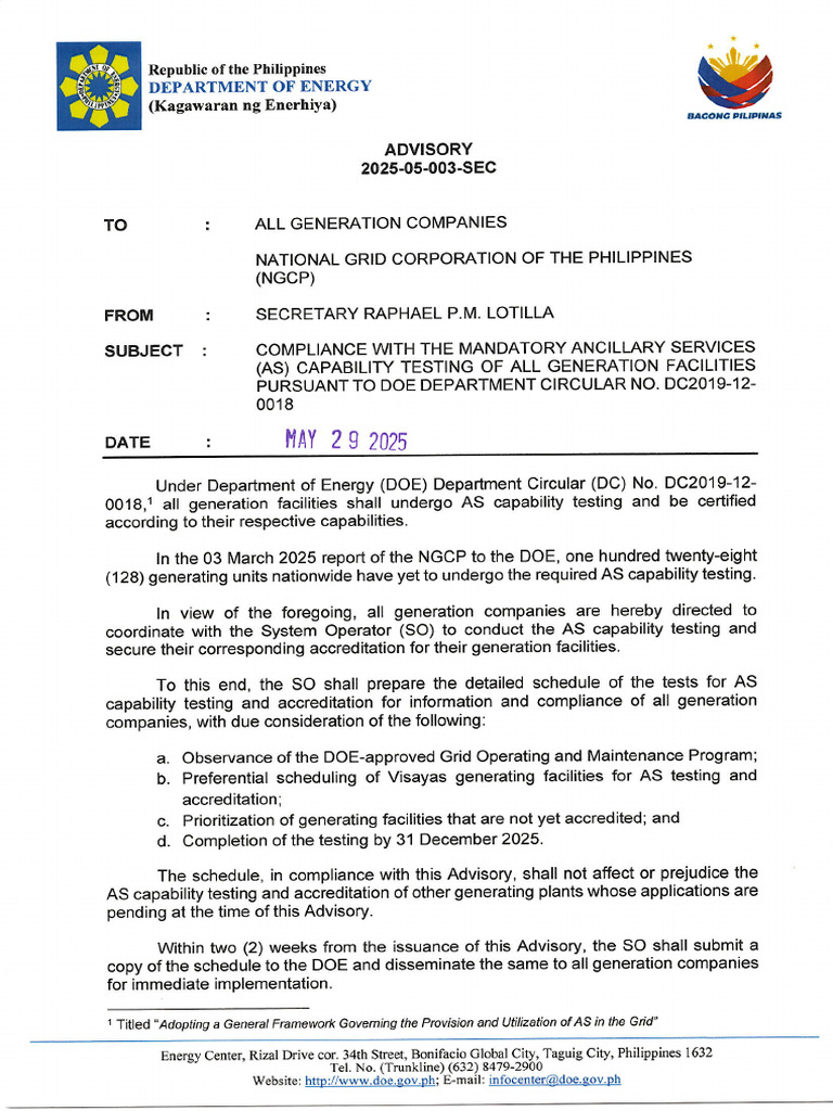 Doe Advisory No. 2025-05-003-Sec | PDF