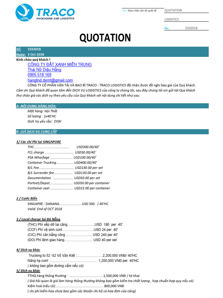 Traco Quotation | PDF