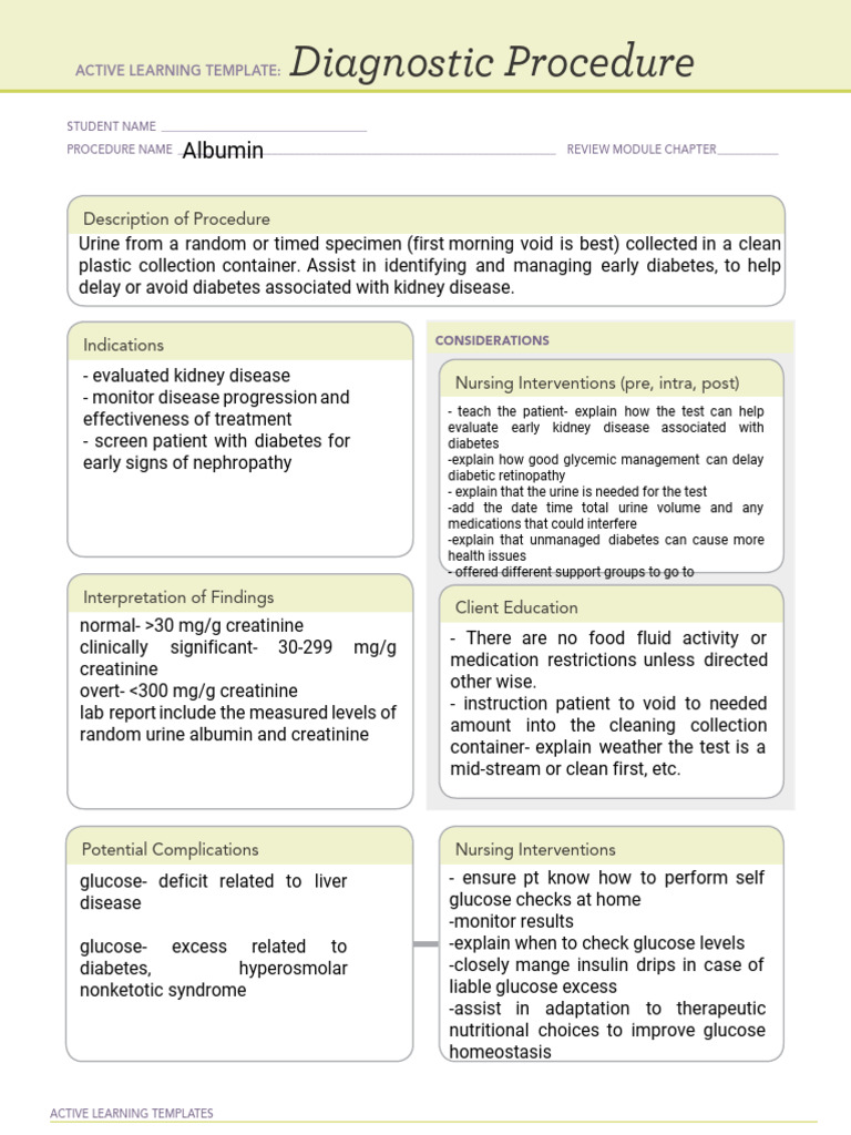 ATI Diagnostic Procedure Template | PDF | Endocrine System | Urinary System