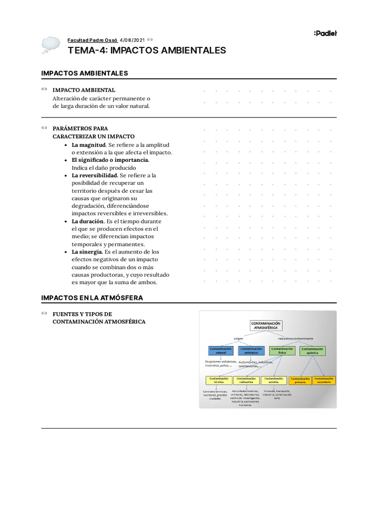 Padlet - TEMA4 IMPACTOS AMBIENTALES | PDF | Contaminación | Dióxido de ...