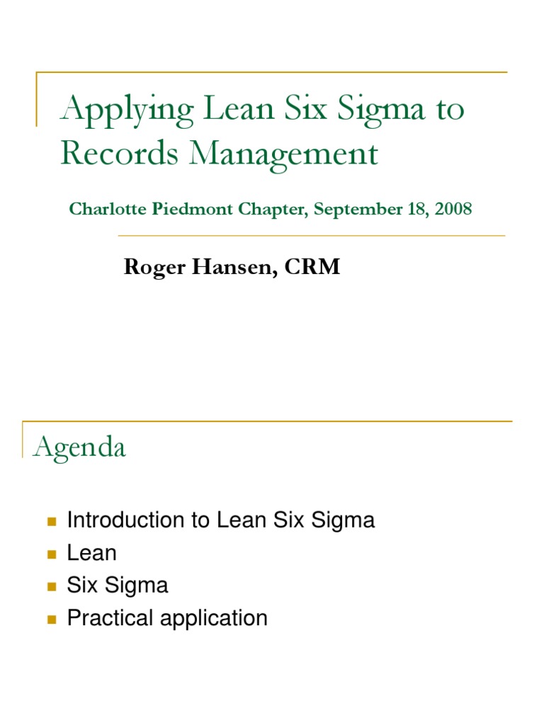 Lean Six Sigma in Records Management | PDF | Lean Manufacturing | Six Sigma