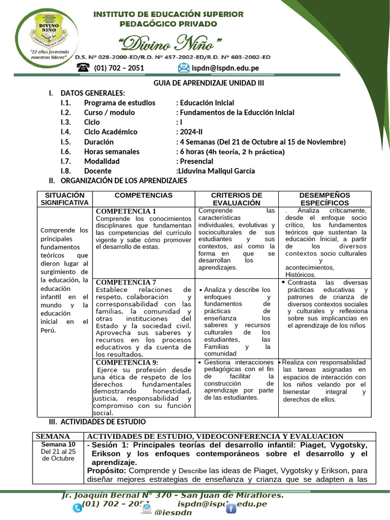 3era GUIA Fundament de La Educc Inicial | PDF | Aprendizaje | Educación ...