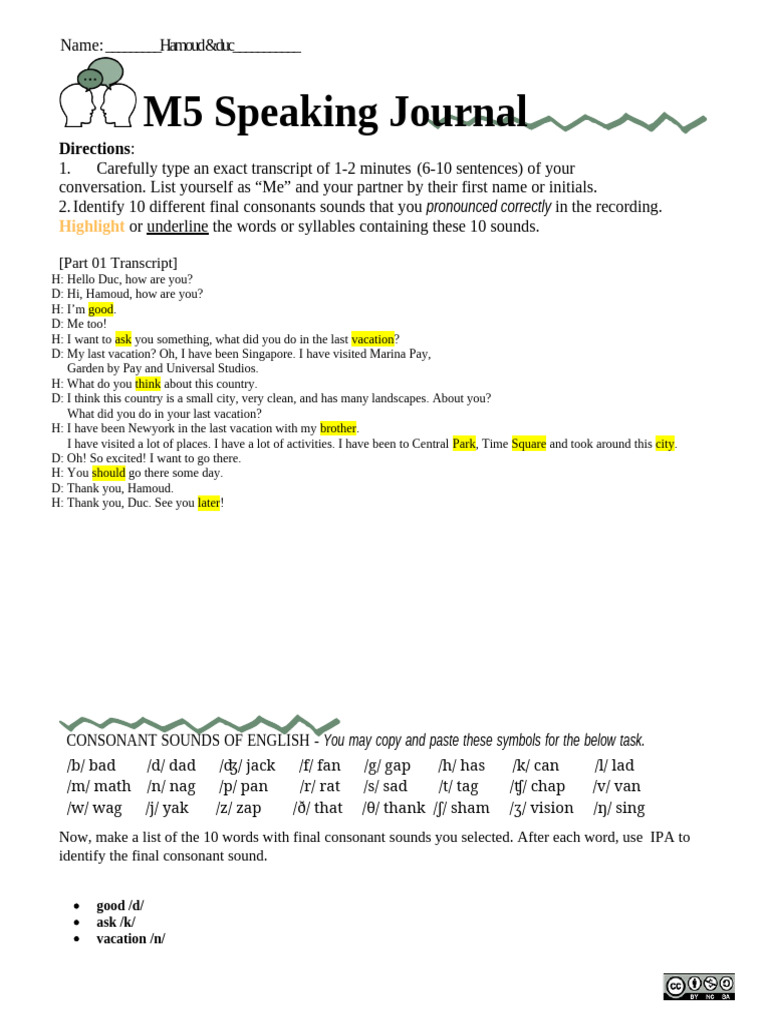 S4 M5 Speaking Journal H D | PDF