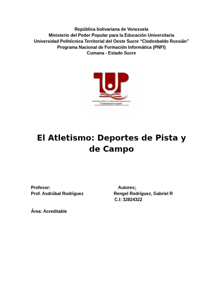 Atletismo: Pruebas de Pista y Campo | PDF | Deporte del atletismo ...
