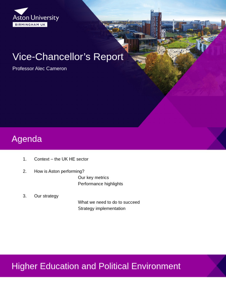 Vice-Chancellor's Report: Professor Alec Cameron | PDF | Economies