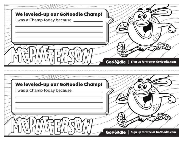 GoNoodle Champ Level-Up Announcement | PDF