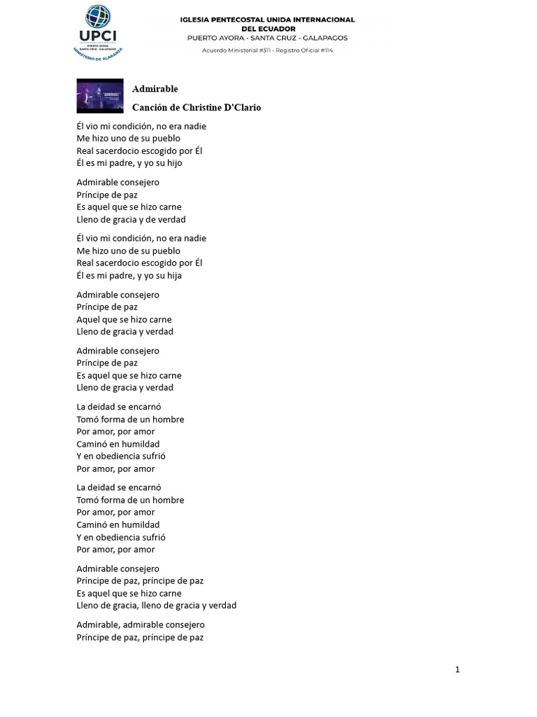 Admirable Letra y Acordes | PDF