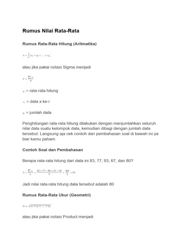 Rumus Rata Rata | PDF