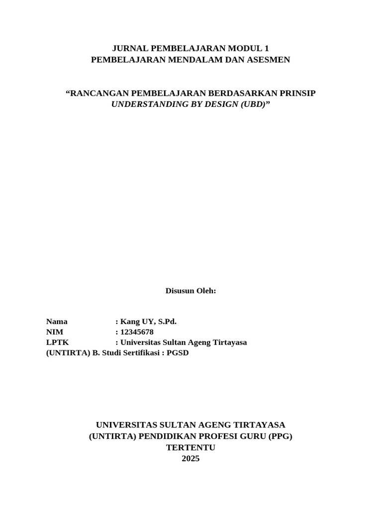 Jurnal Pembelajaran Modul 1 UBD PPG | PDF