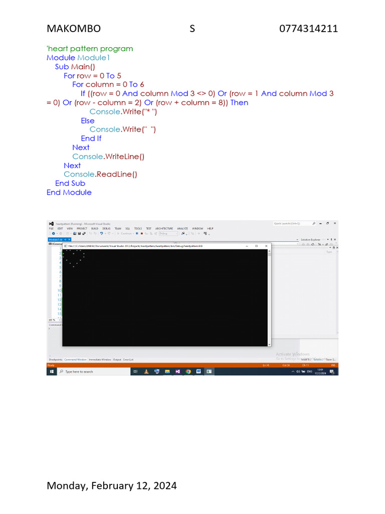Heart Pattern Program | PDF