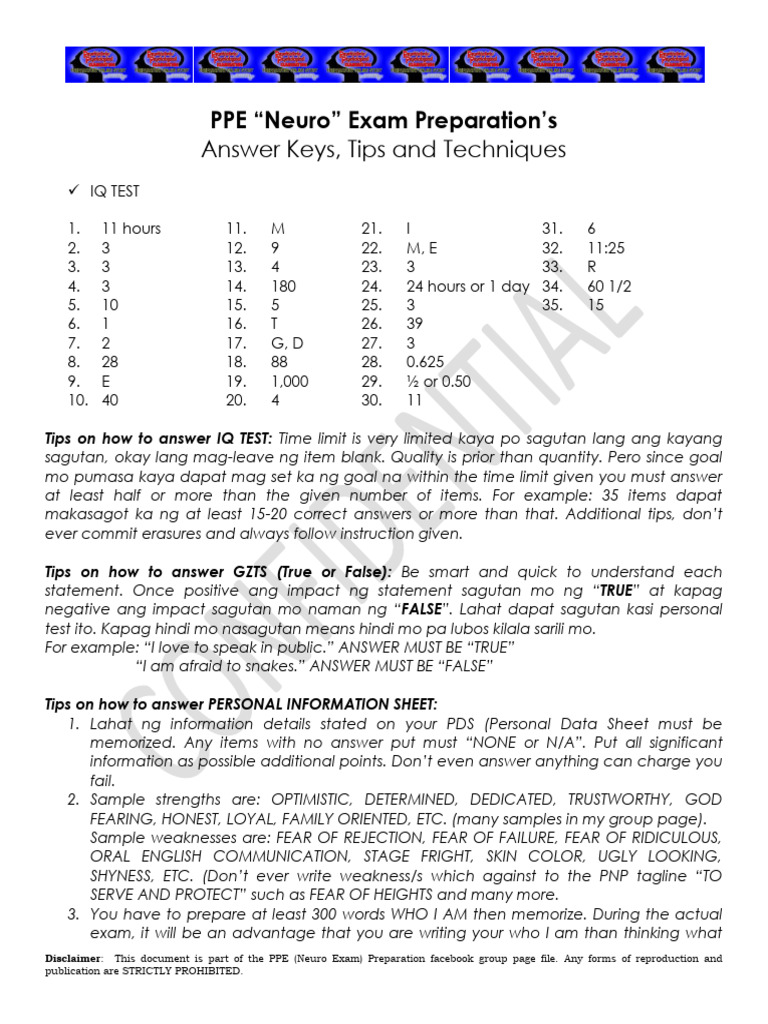Neuro Exam Prep: Tips & Answer Keys | PDF
