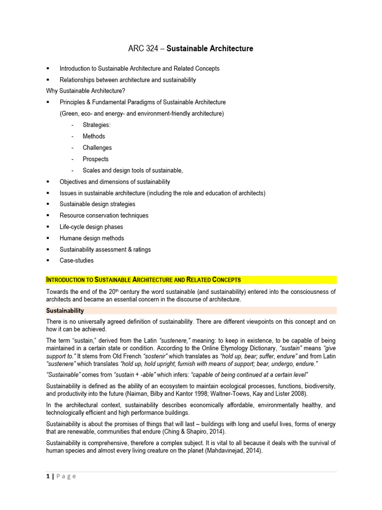 Sustainable Architecture Overview Guide | PDF | Sustainability ...