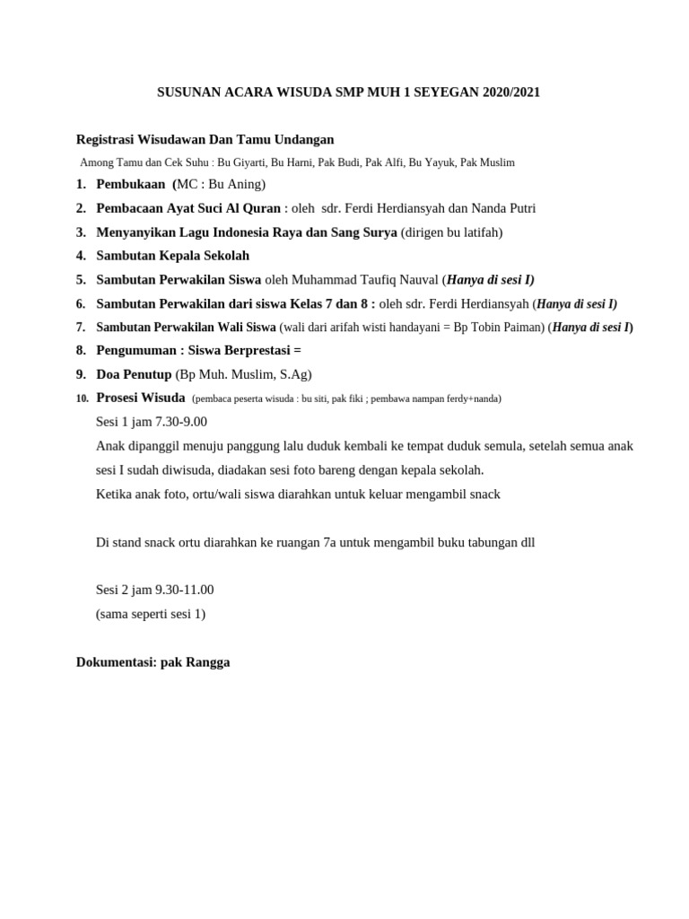 Susunan Acara Wisuda 2021 Pdf