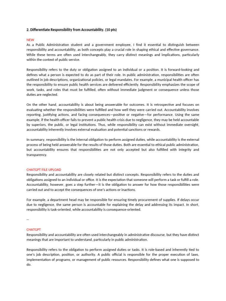 Distinguishing Responsibility vs. Accountability | PDF | Accountability ...