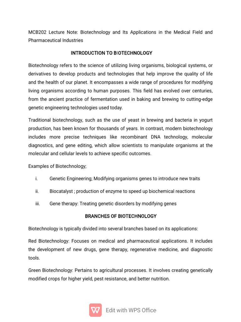 Biotechnology in Medicine and Pharma | PDF | Biotechnology | Vaccines