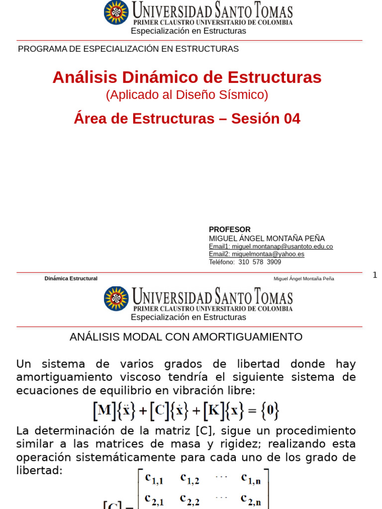 Análisis Modal en Dinámica Estructural | PDF | Ecuaciones | Matriz ...