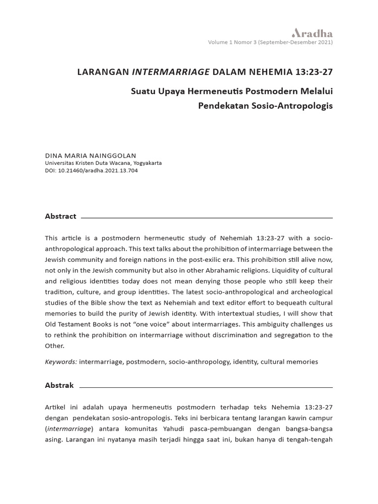 01 704 Dina+Maria+Nainggolan Larangan+Intermarriage | PDF
