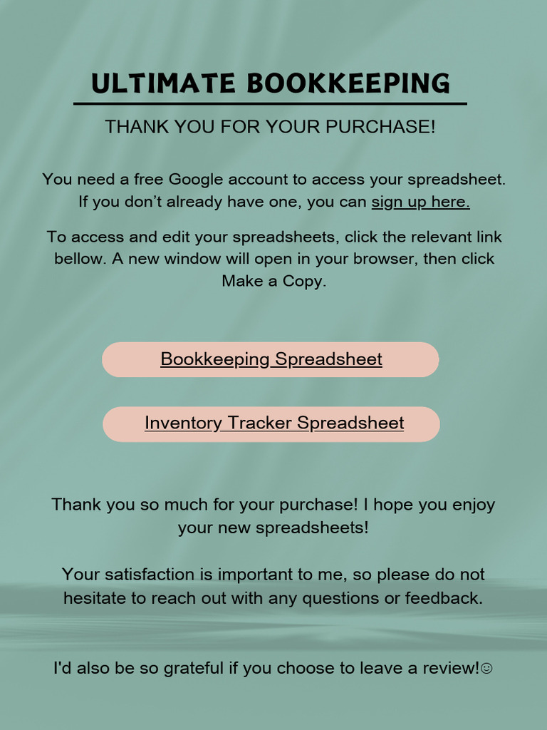 Ultimate Bookkeeping Spreadsheet Access | PDF
