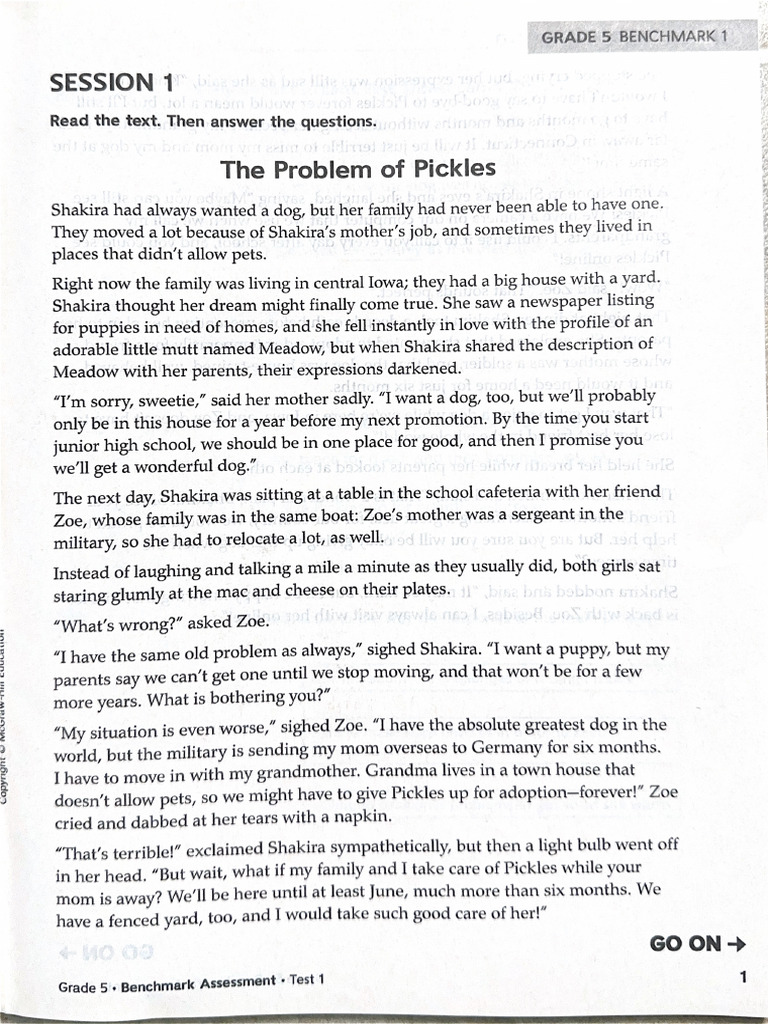 Think Smart Benchmark Assessment Test 1 Grade 5 | PDF