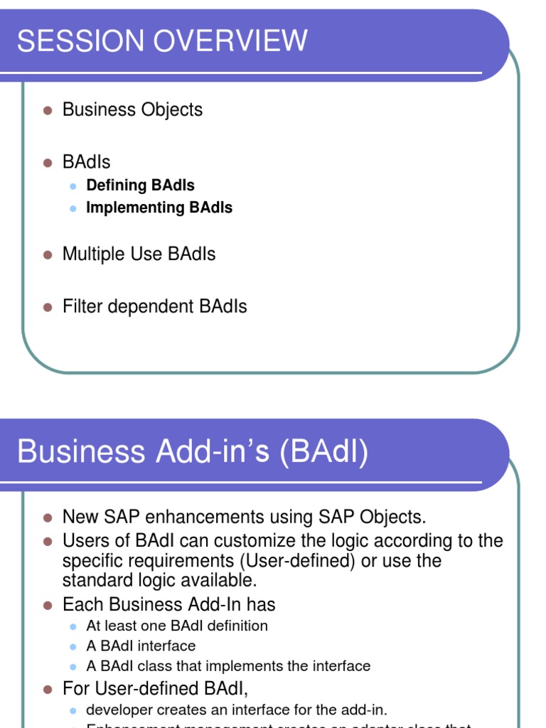Understanding SAP BAdIs Implementation | PDF | Interface (Computing ...