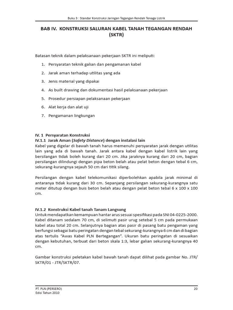 Standar Konstruksi SKTR Tegangan Rendah | PDF