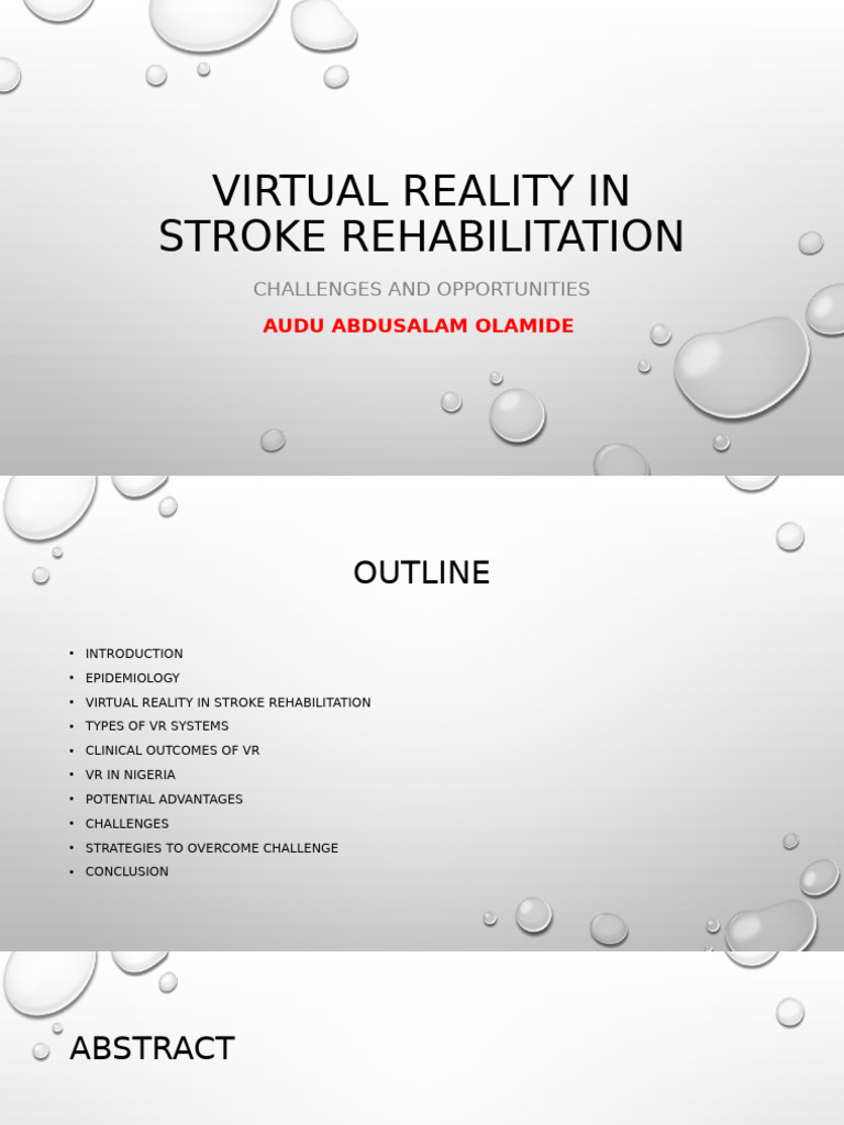 VR Innovations in Stroke Rehabilitation | PDF | Virtual Reality ...