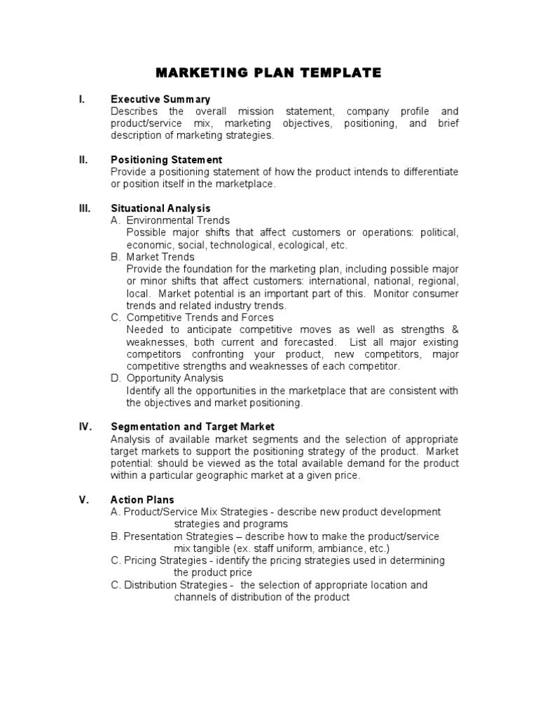 Comprehensive Marketing Plan Template | PDF | Marketing Strategy ...