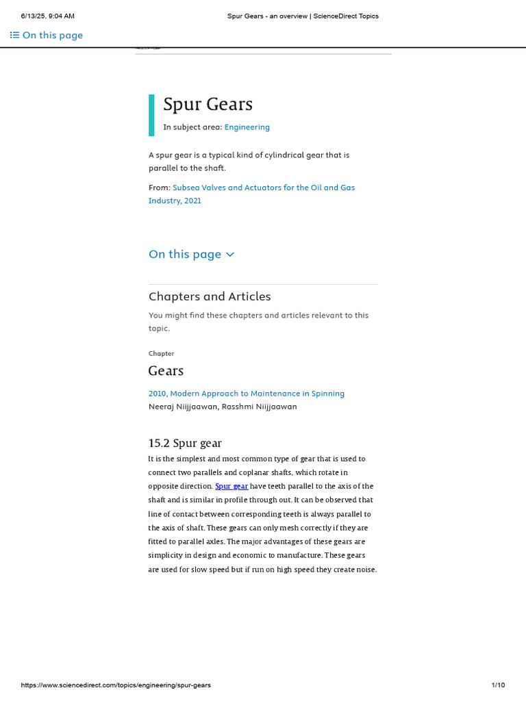 Spur Gears - An Overview - ScienceDirect Topics | PDF | Gear ...