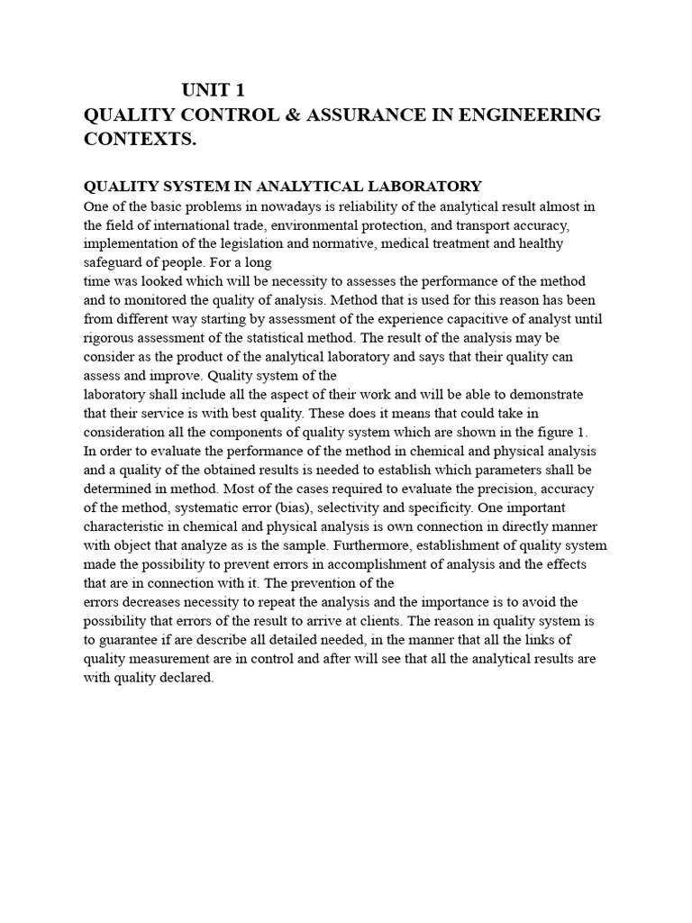 4 Unit 1 (Part 2) Quality Control - Assurance | PDF | Quality Assurance ...