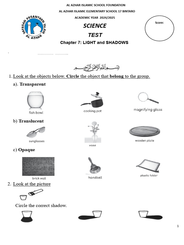 Test Science CH 7 - CH 8 | PDF