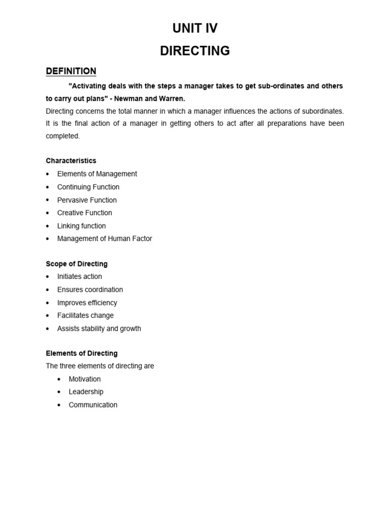 Directing: Motivation and Creativity in Management | PDF | Motivational ...