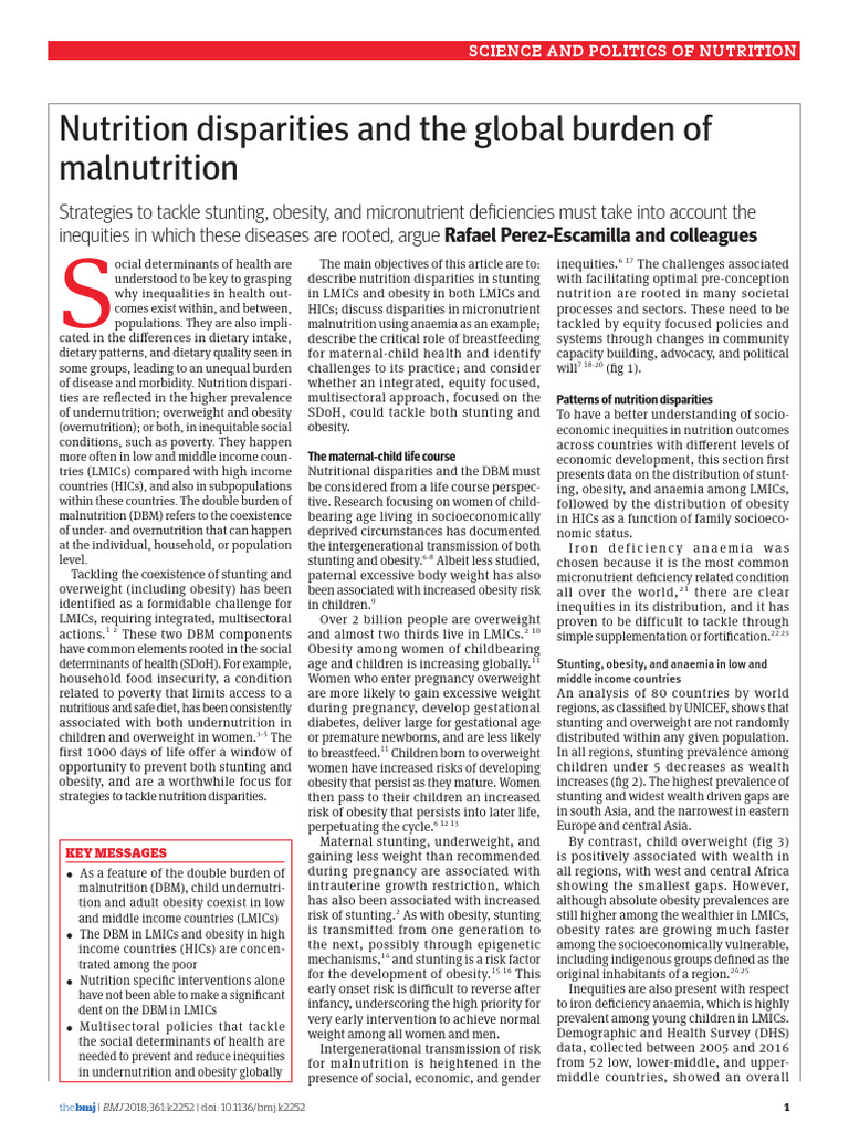 Nutrition Disparities and Malnutrition Solutions | PDF | Malnutrition ...