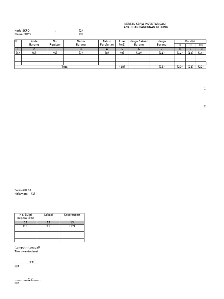 Kertas Kerja Inventarisasi Barang | PDF