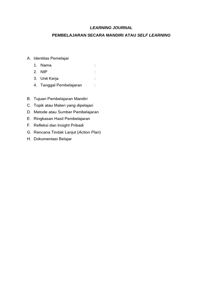 Format Jurnal Pembelajaran Mandiri | PDF