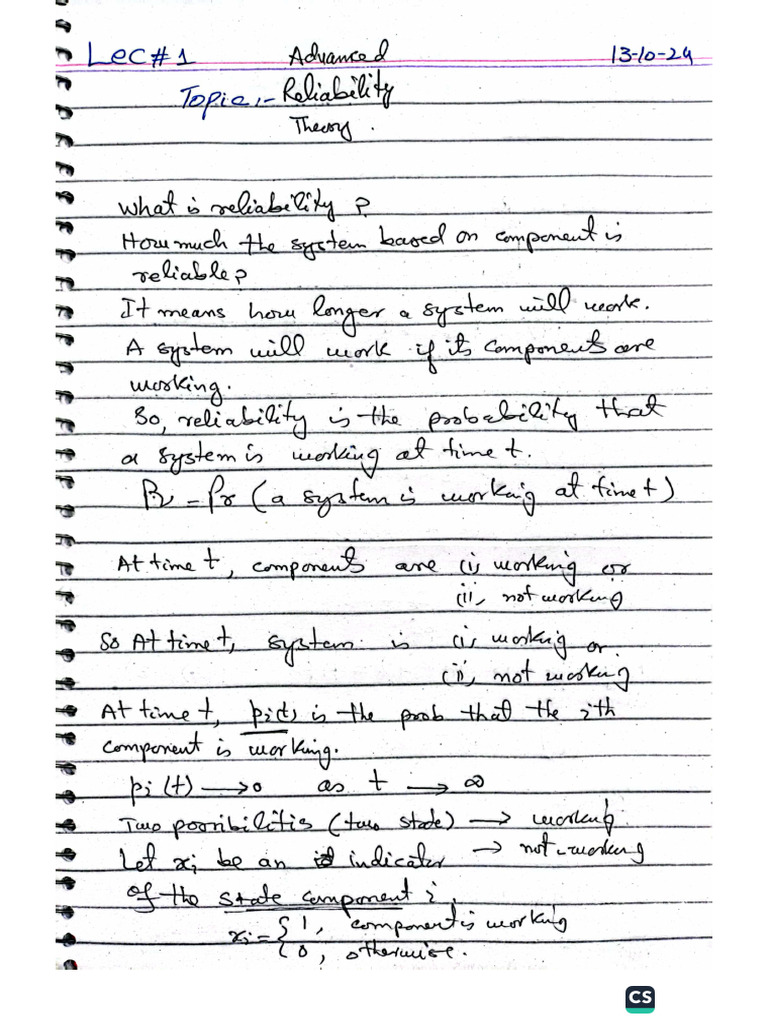 Reliability Lecture 1 Pdf