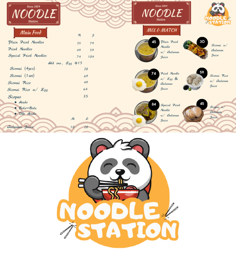 Noodle Station Menu 2024: Mix & Match Options | PDF