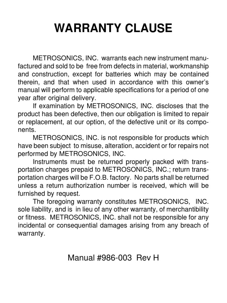 Warranty Clause Manual 986003 Rev H PDF Microphone Noise