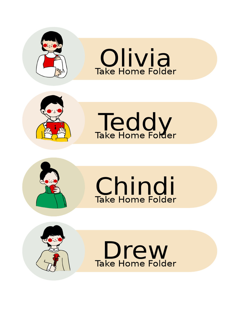 Beige Cute Minimalist Name Folder Label | PDF