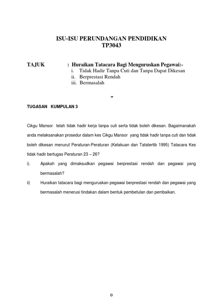 Tatacara Mengurus Pegawai Bermasalah Pdf