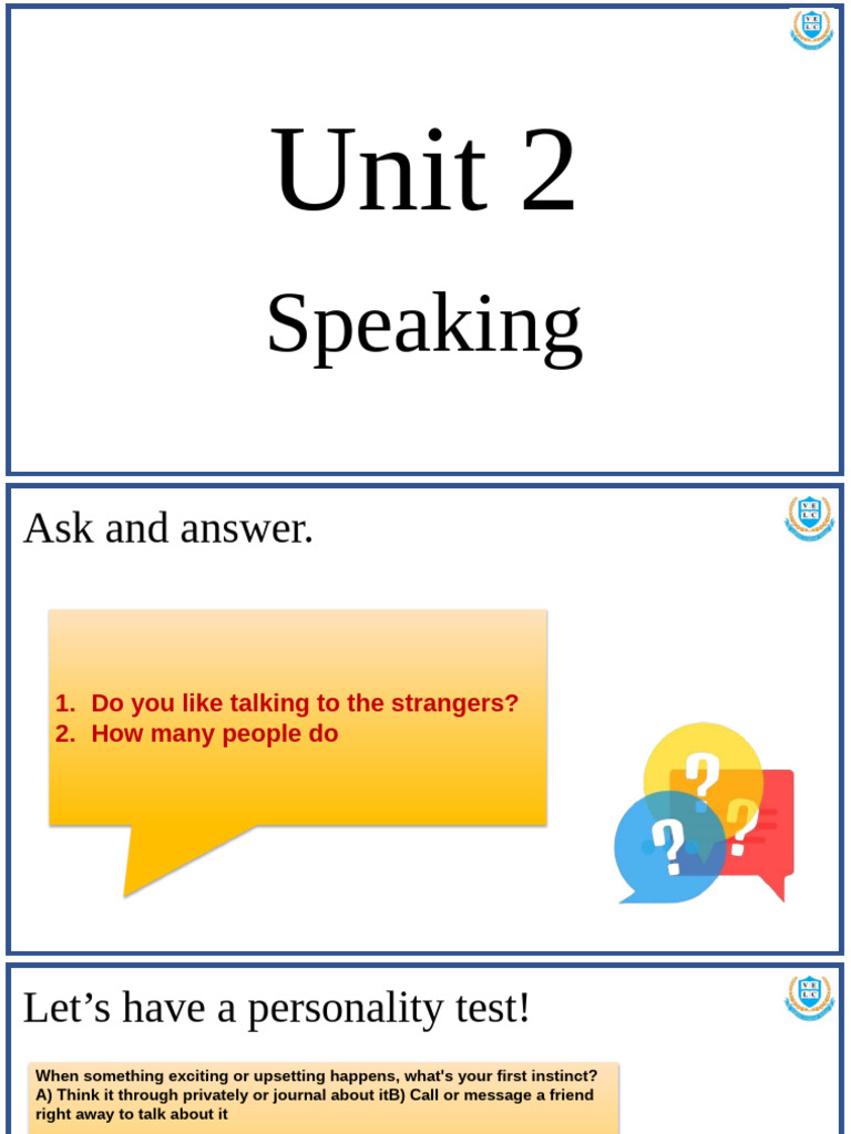 Personality Test and Speaking Practice | PDF