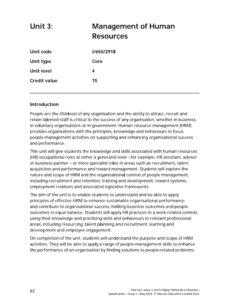 Unit 3 Management of Human Resources | PDF