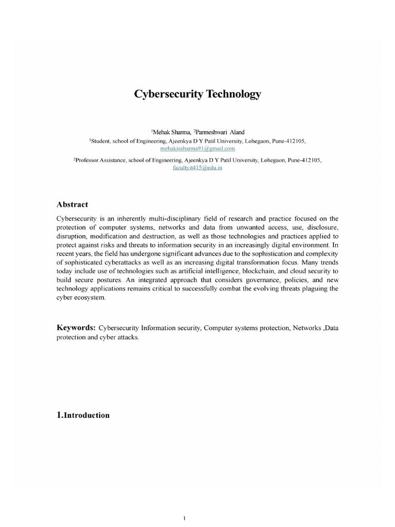 Cyber Security and Technology | PDF