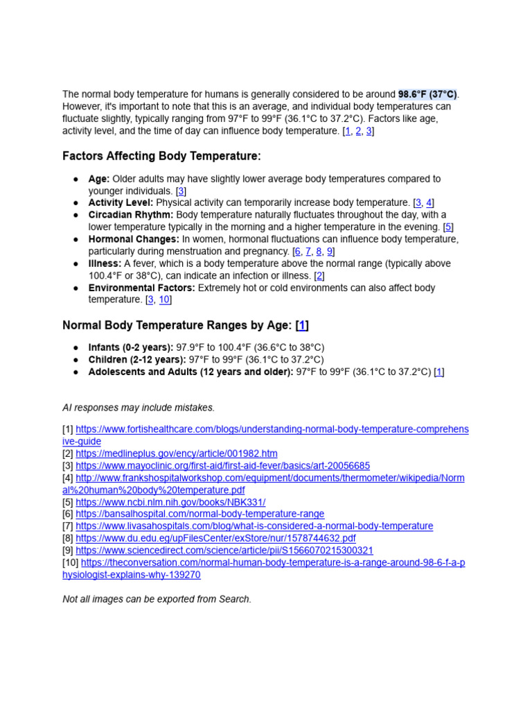 Normal Body Temperature Ranges Explained | PDF | Diseases And Disorders ...