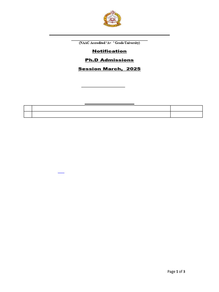 Final Ph.D Notification March, 2025. | PDF | Academic Degree ...