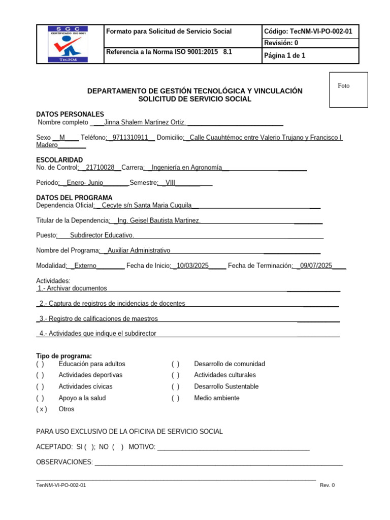 1 - Solicitud | PDF