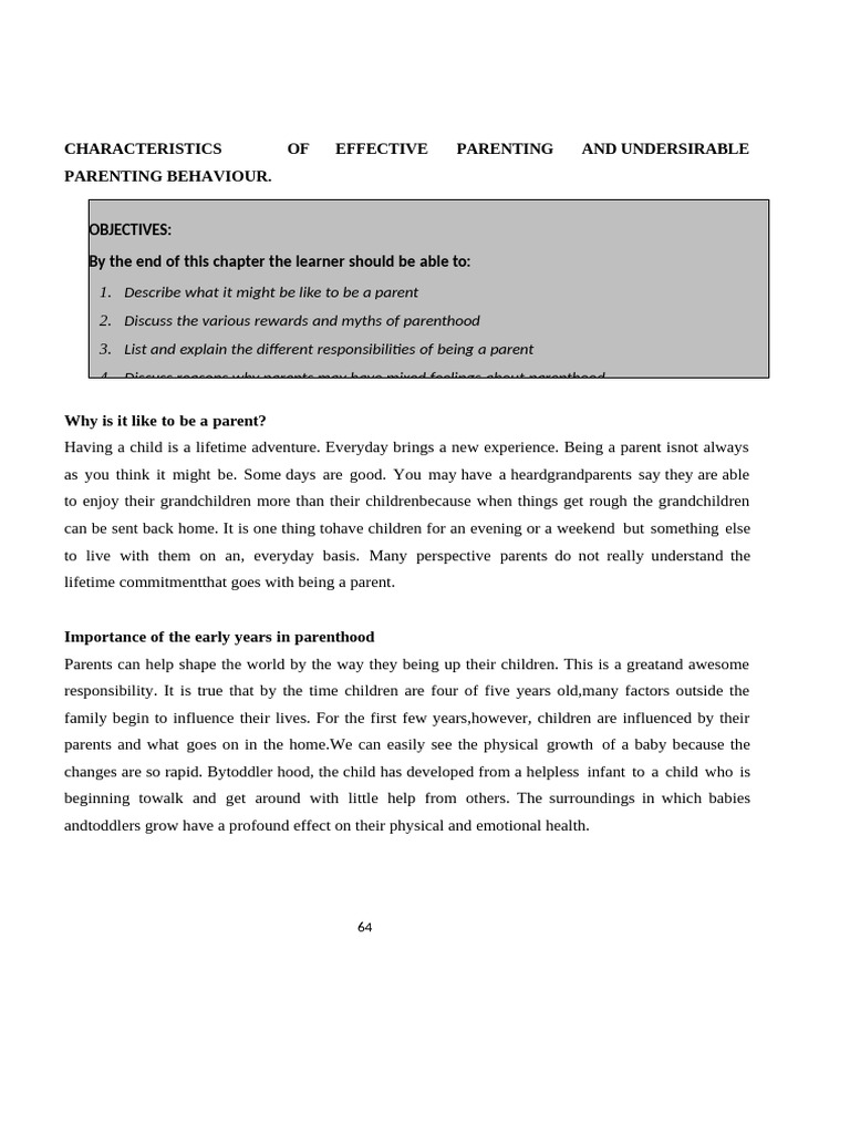 Effective Parenting: Key Traits and Myths | PDF | Parenting | Self ...